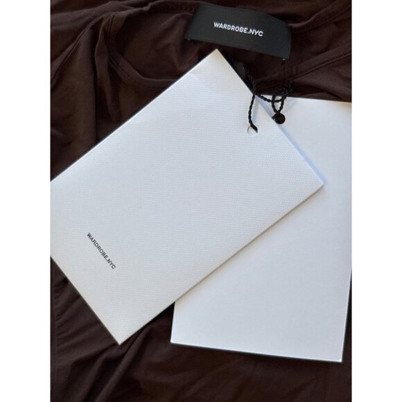 WARDROBE.NYC Sheer Bodysuit in Dark Brown Medium New Womens Long Sleeve Top - Picture 10 of 15